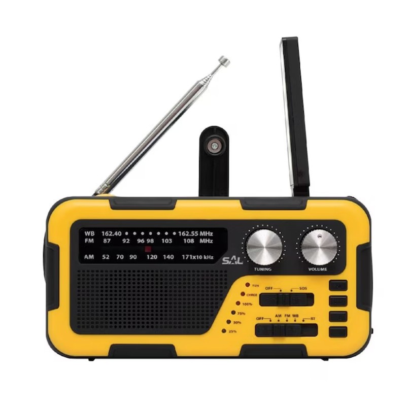 Radio portabil solar, AM, FM, WB, Bluetooth, panou solar, SD, USB, BT, alarma SOS, acumulator 4.000 mAh - imagine 5